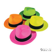 Neon Fedora Hats<br>1 dozen